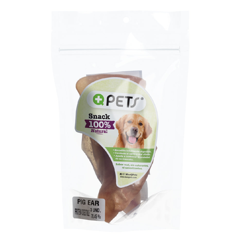 +QPETS DOG OREJA NATURAL 3UND