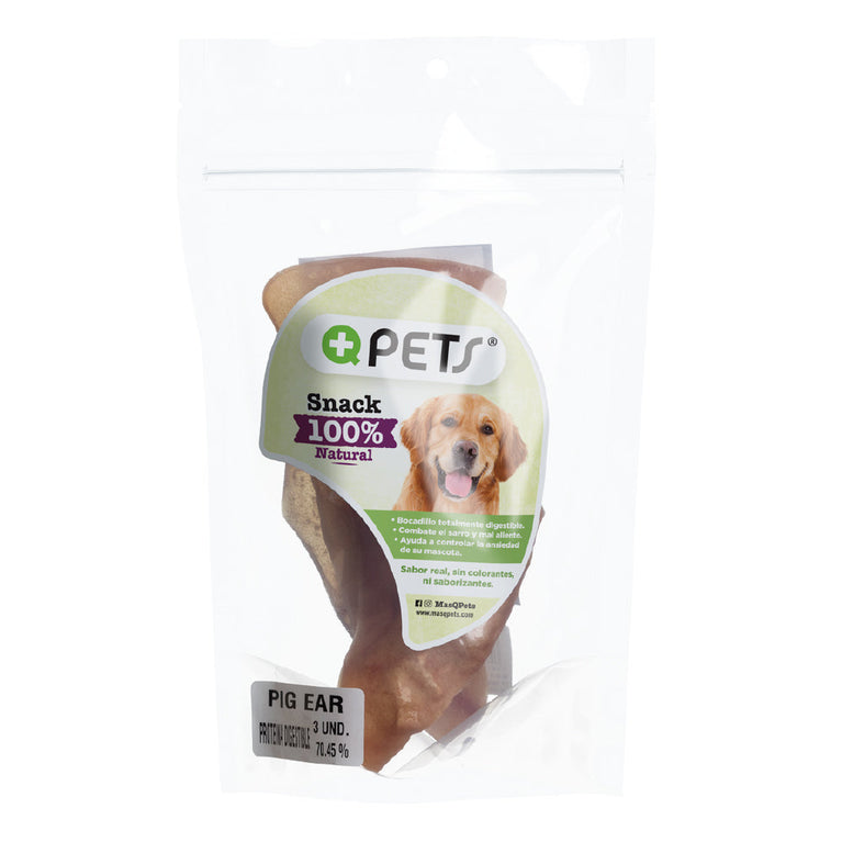 +QPETS DOG OREJA NATURAL 3UND