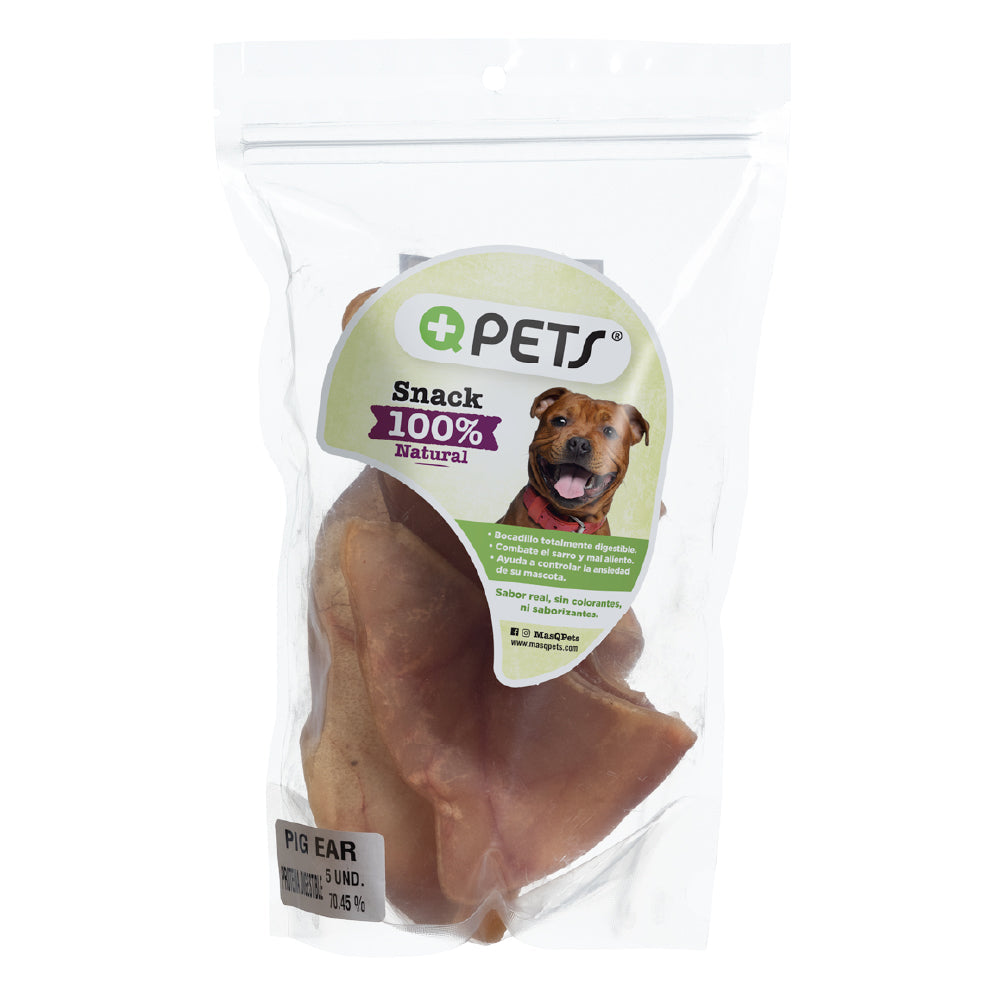 +QPETS DOG OREJA NATURAL 5UND