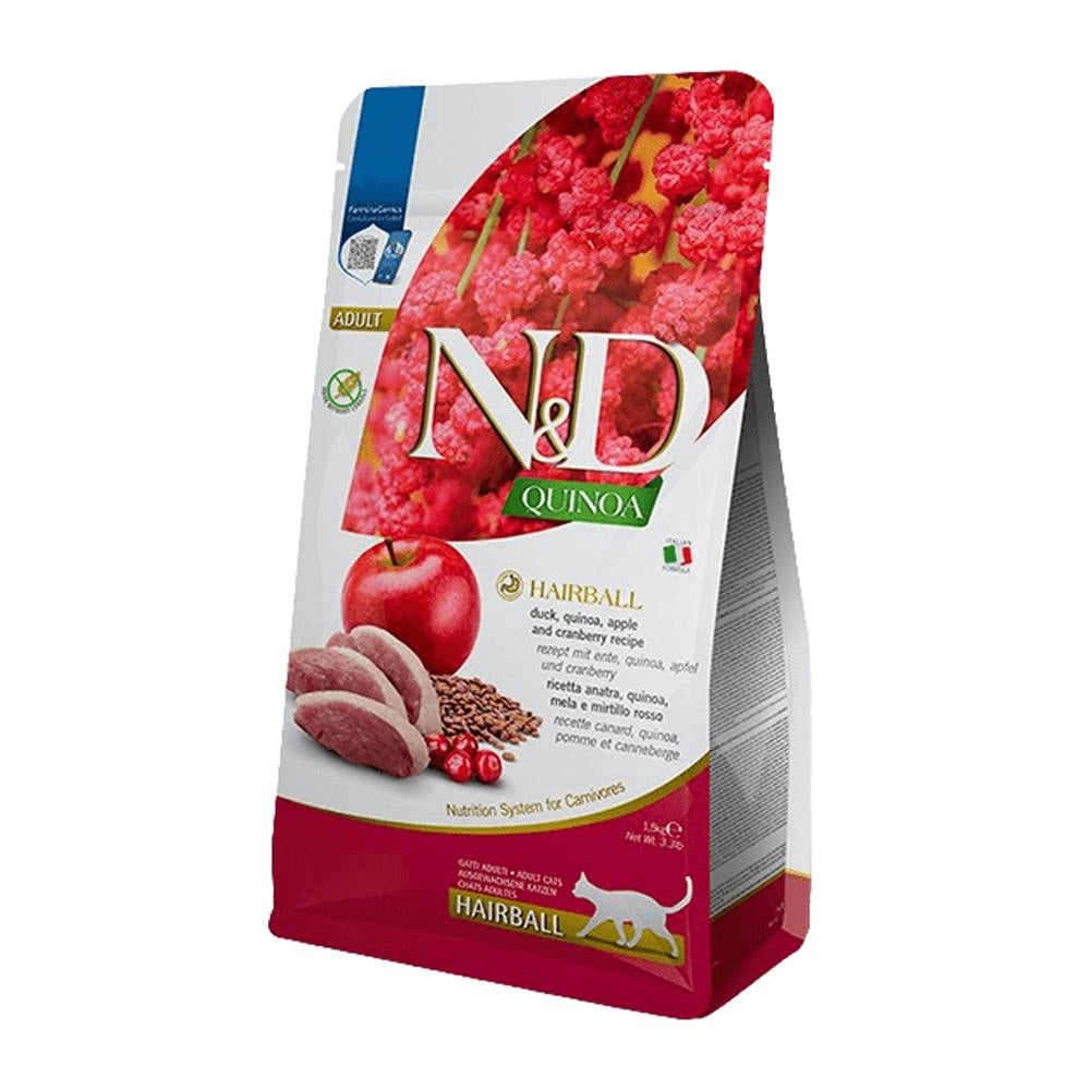 N&D CAT ADULT QUINOA HAIRBALL DUCK 1.5KG