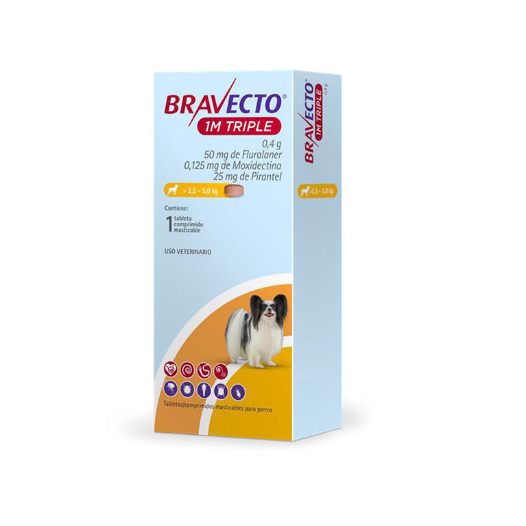 BRAVECTO 1M TRIPLE DOG (2.5-5KG) 50MG UND