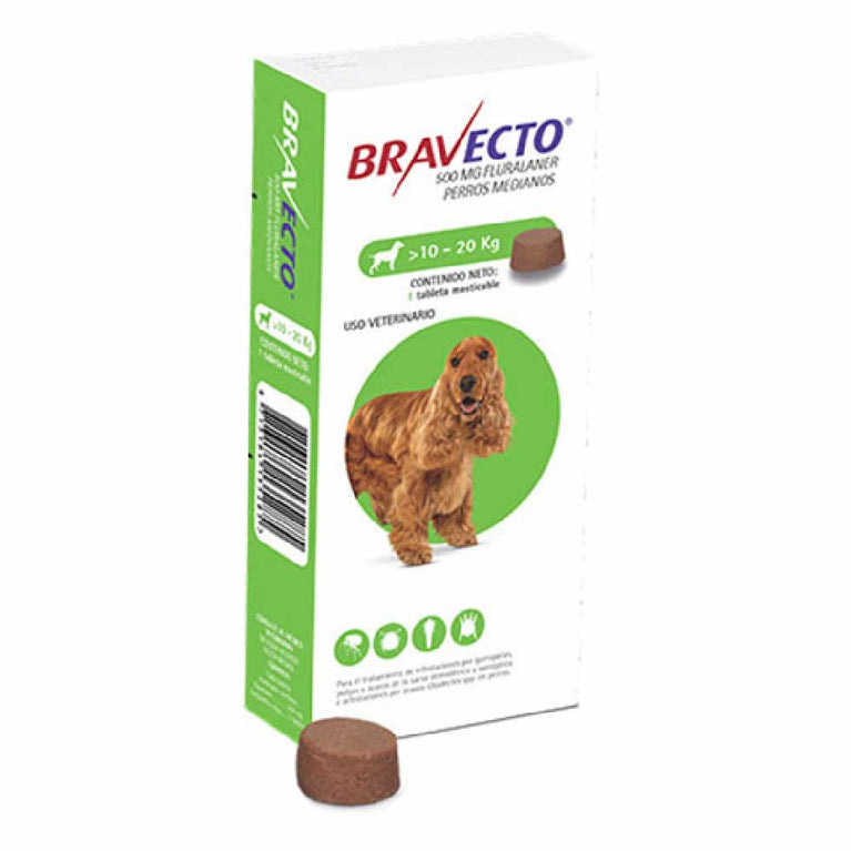 BRAVECTO CANINO (10-20KG) 500MG