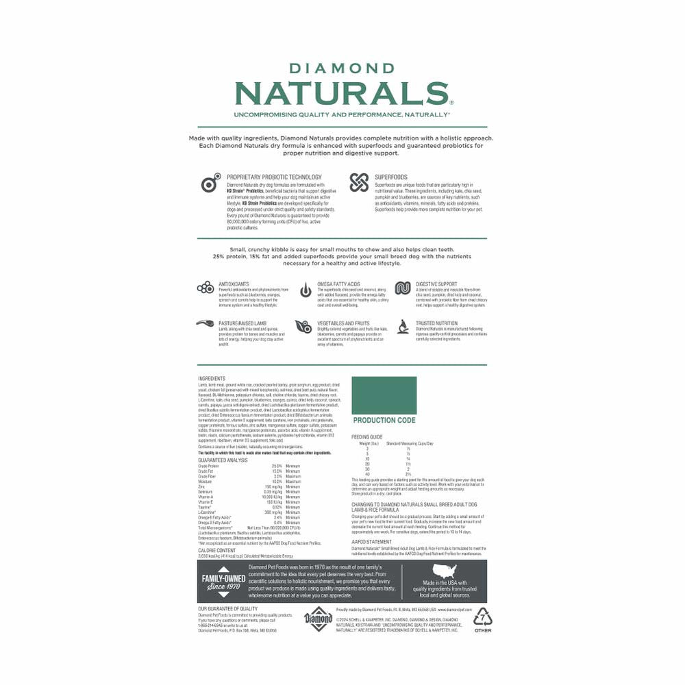 DIAMOND NAT DOG ADULT LAMB&RICE SB