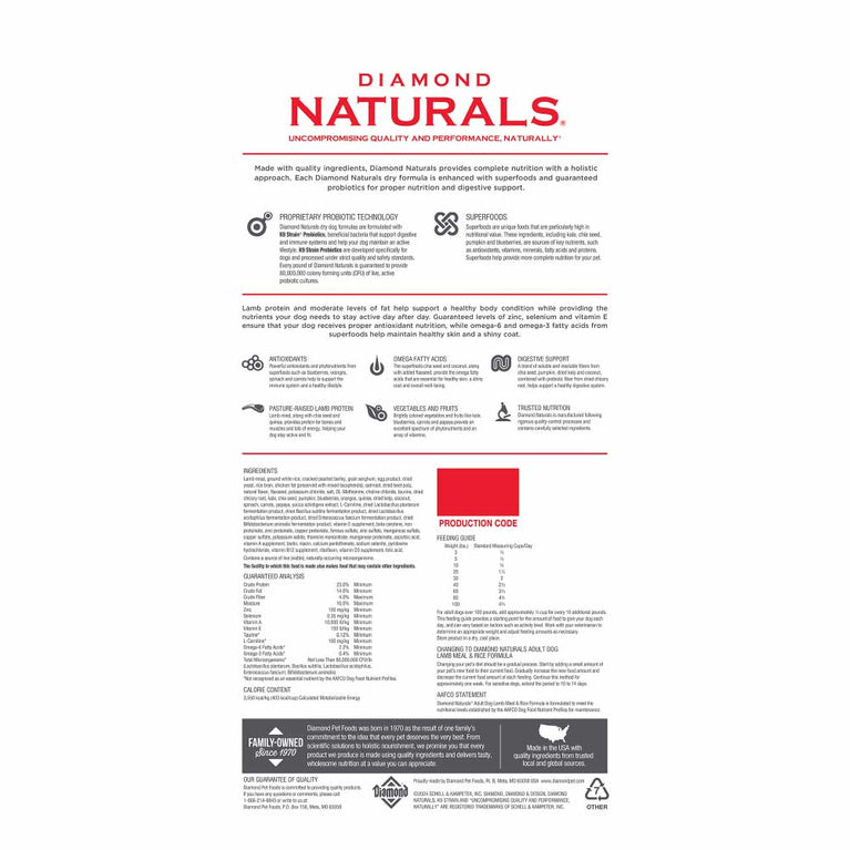 DIAMOND NAT DOG ADULT LAMB&RICE