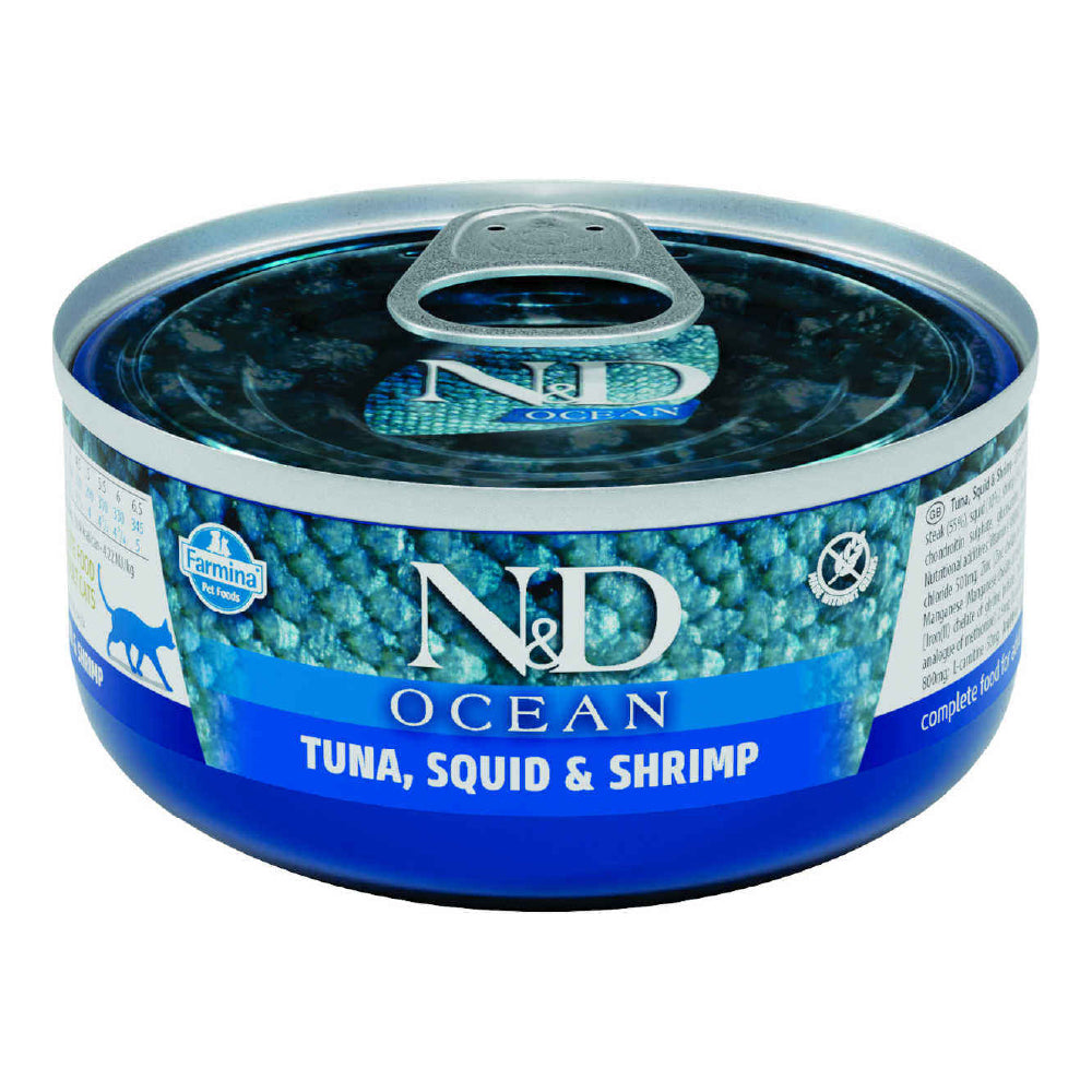 N&D CAT ADULT OCEAN TUNA/SQUID/SHRIMP 70GR