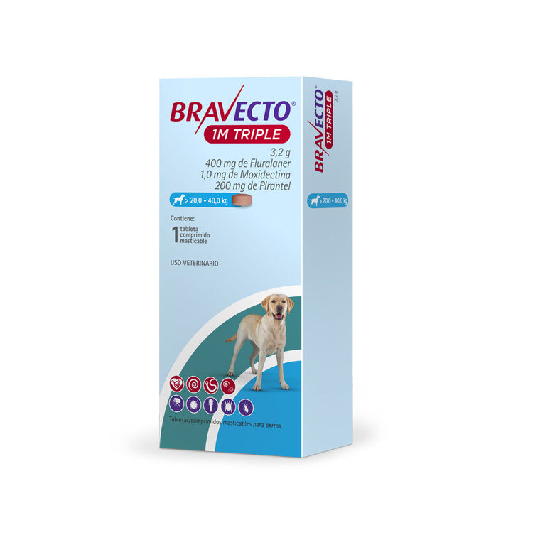 BRAVECTO 1M TRIPLE DOG (20-40KG) 400MG UND